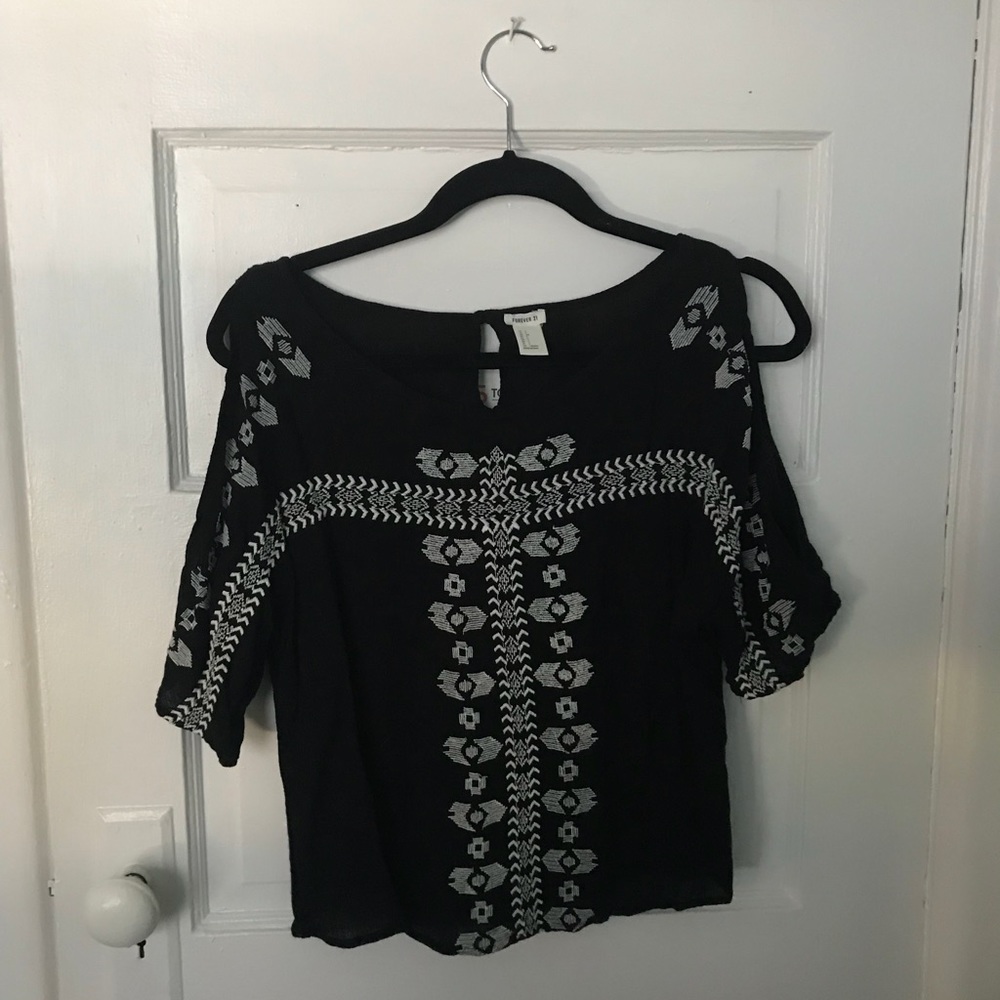 Aztec Cold Shoulder Top